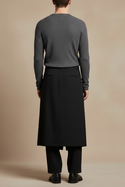 Pantalon Jupe Plissée - Noir Polyester - vue 2