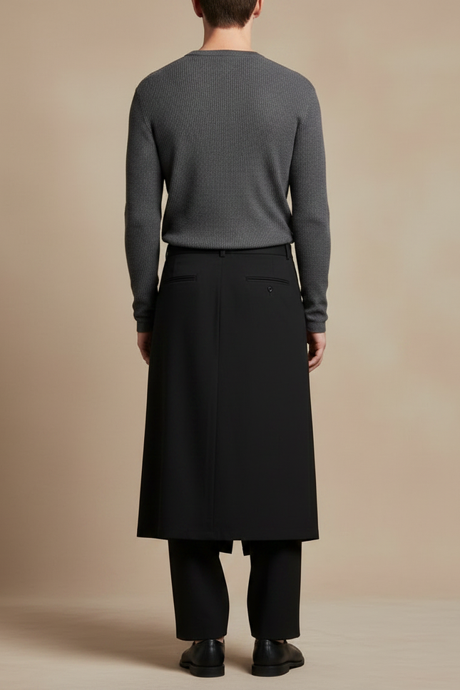 Pantalon Jupe Plissée - Noir Polyester - vue 2
