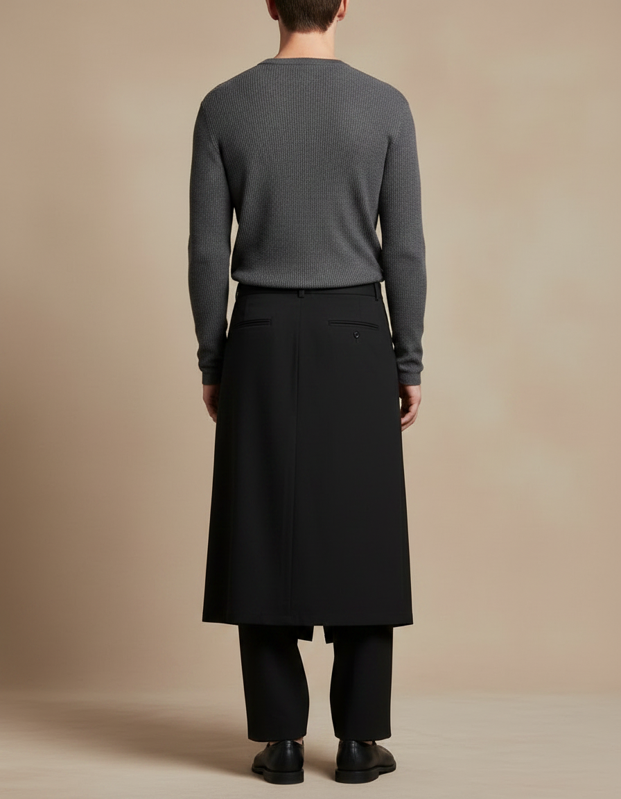 Pantalon Jupe Plissée - Noir Polyester - vue 2