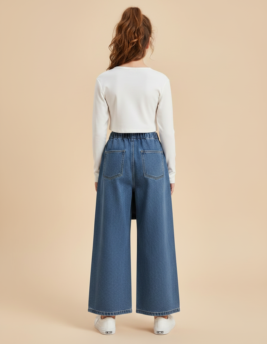 Pantalon Jupe D1e3 - Bleu Jean - vue 2