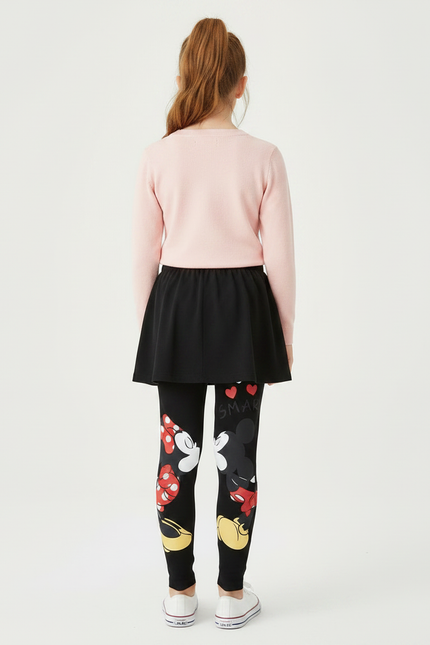 Pantalon Jupe Noir Minnie Imprimé Coton Fille - vue 2