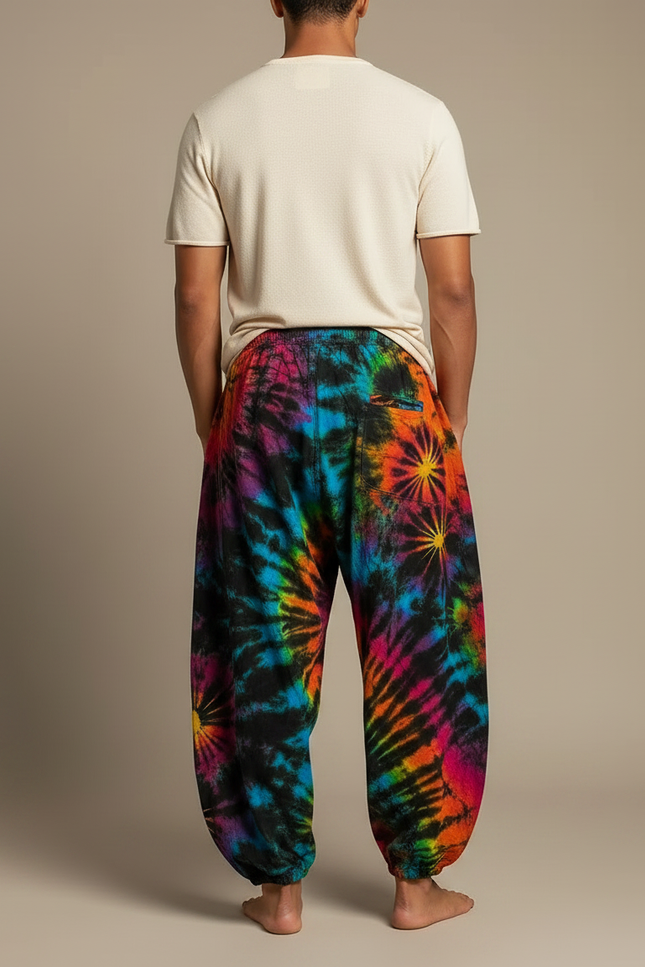 Pantalon Jupe Tie-Dye Ample Coloré Harem Homme - Multicolore Coton - vue 2
