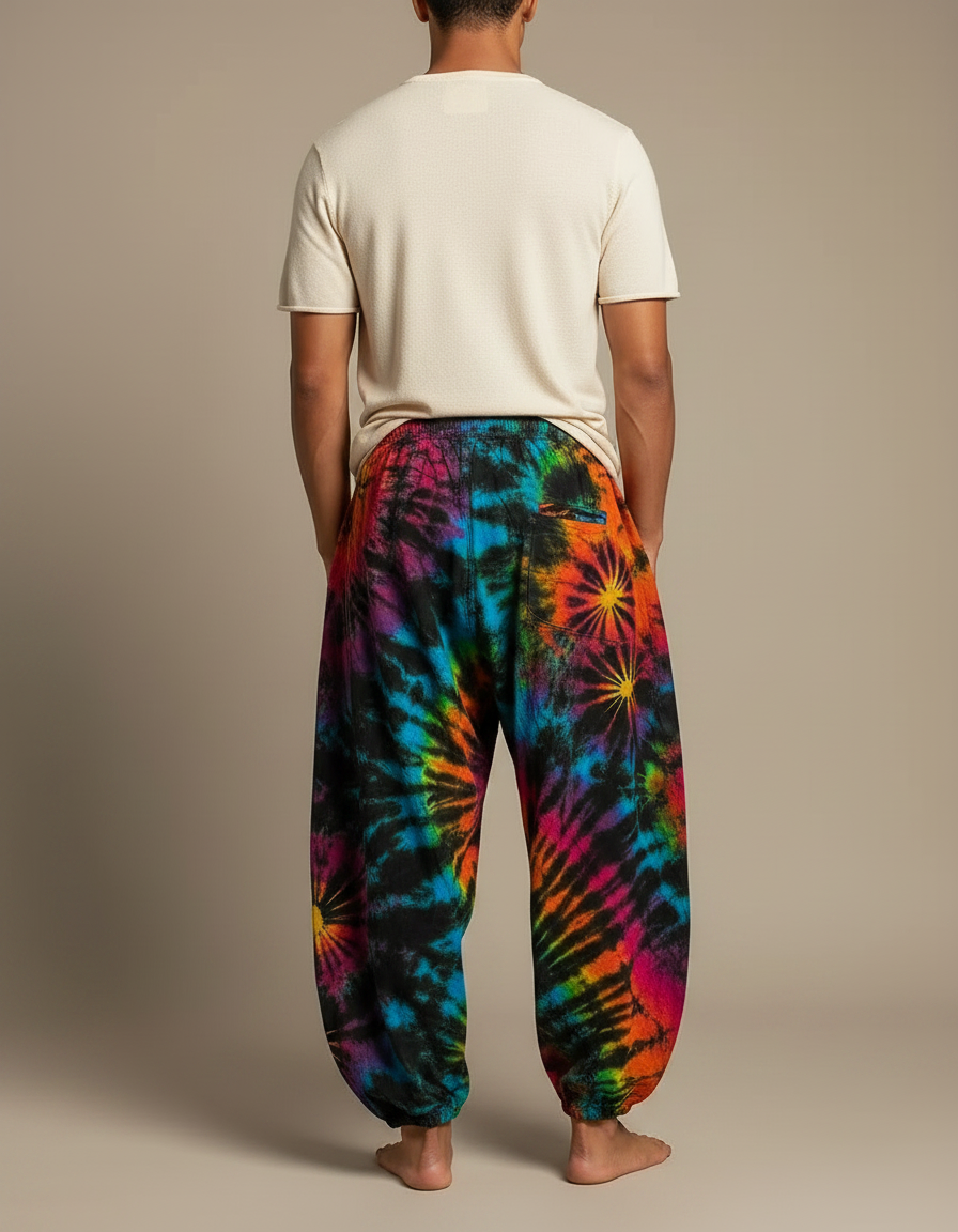Pantalon Jupe Tie-Dye Ample Coloré Harem Homme - Multicolore Coton - vue 2