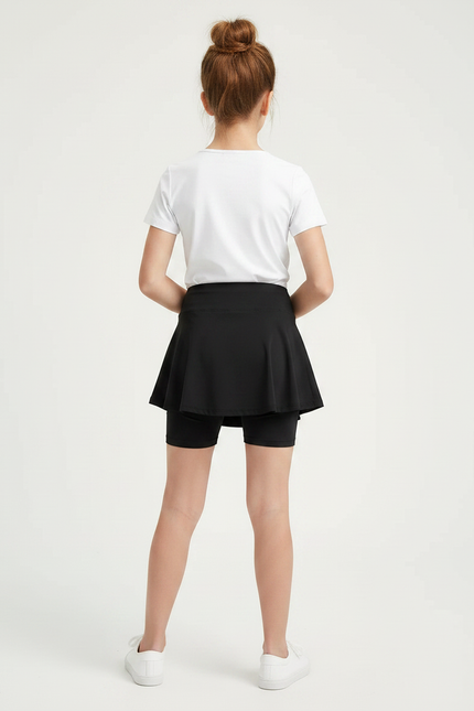 Pantalon Jupe Noir Court Plissé Sportif Fille - Polyester - vue 2