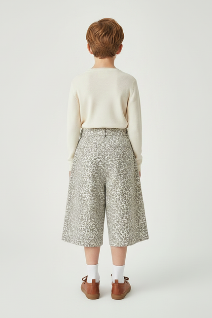 Pantalon Jupe Écru Fleuri Ample Décontracté Enfant - Imprimé Coton - vue 2