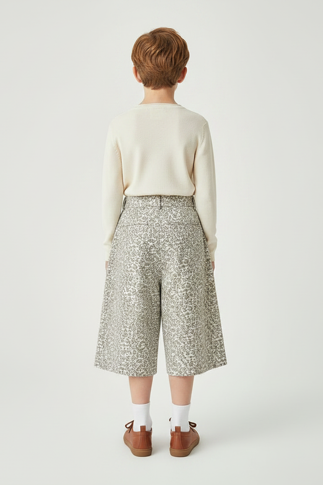 Pantalon Jupe Écru Fleuri Ample Décontracté Enfant - Imprimé Coton - vue 2