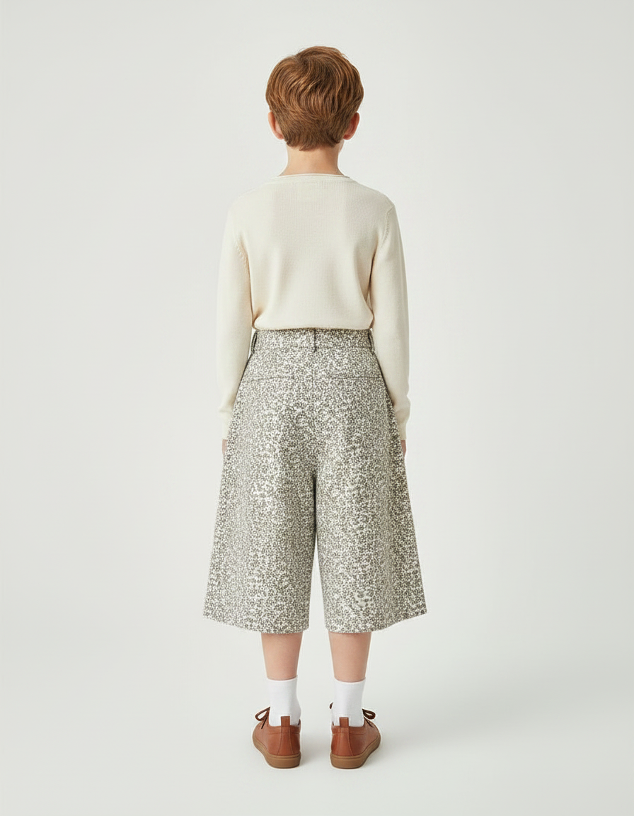 Pantalon Jupe Écru Fleuri Ample Décontracté Enfant - Imprimé Coton - vue 2