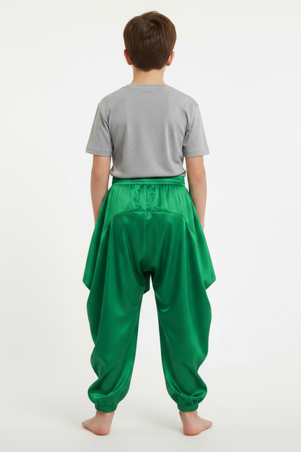 Pantalon Jupe Vert Satiné Fluide Bouffant Garçon - vue 2