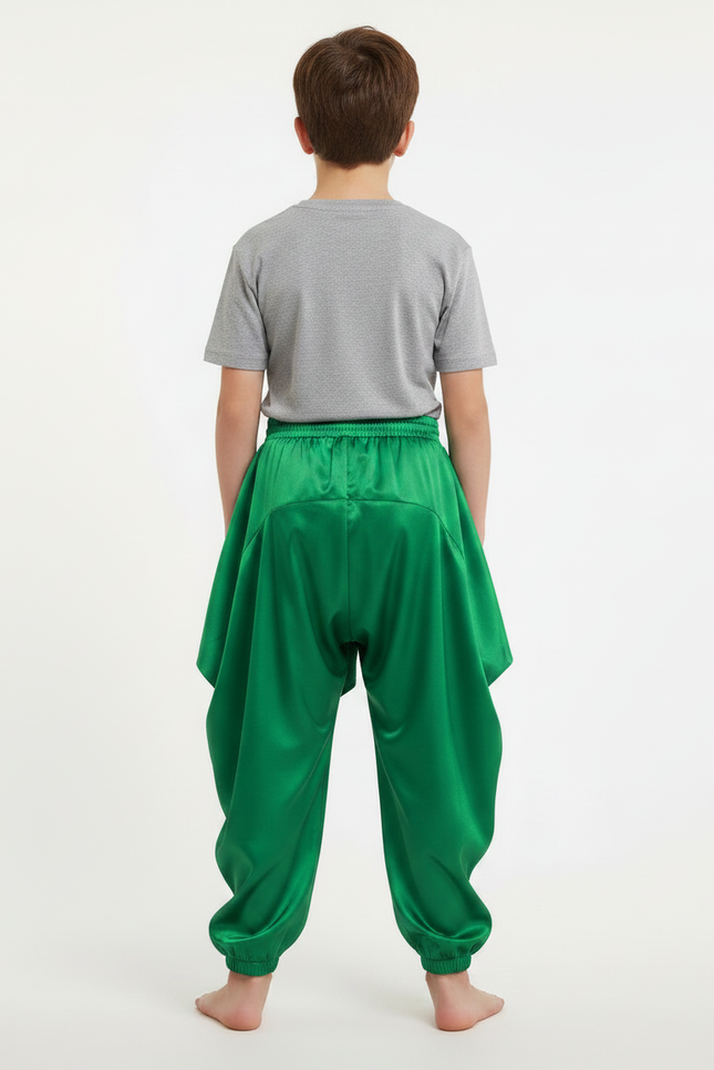 Pantalon Jupe Vert Satiné Fluide Bouffant Garçon - vue 2
