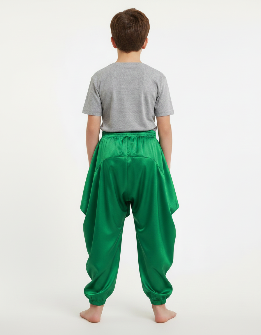 Pantalon Jupe Vert Satiné Fluide Bouffant Garçon - vue 2