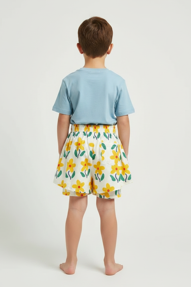 Pantalon Jupe Blanc Fleurs Plissé Ample Enfant - Coton - vue 2