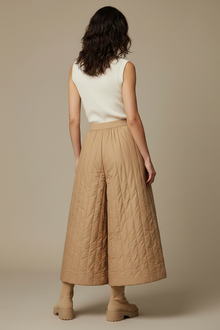 Pantalon Jupe Beige Matelassé Ample Hiver Décontracté - Polyester - vue 2