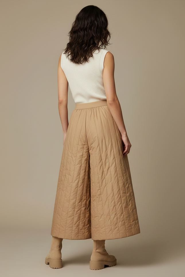 Pantalon Jupe Beige Matelassé Ample Hiver Décontracté - Polyester - vue 2