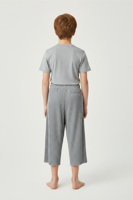 Pantalon Jupe Gris Plissé Ample Enfant Décontracté - Polyester - vue 2