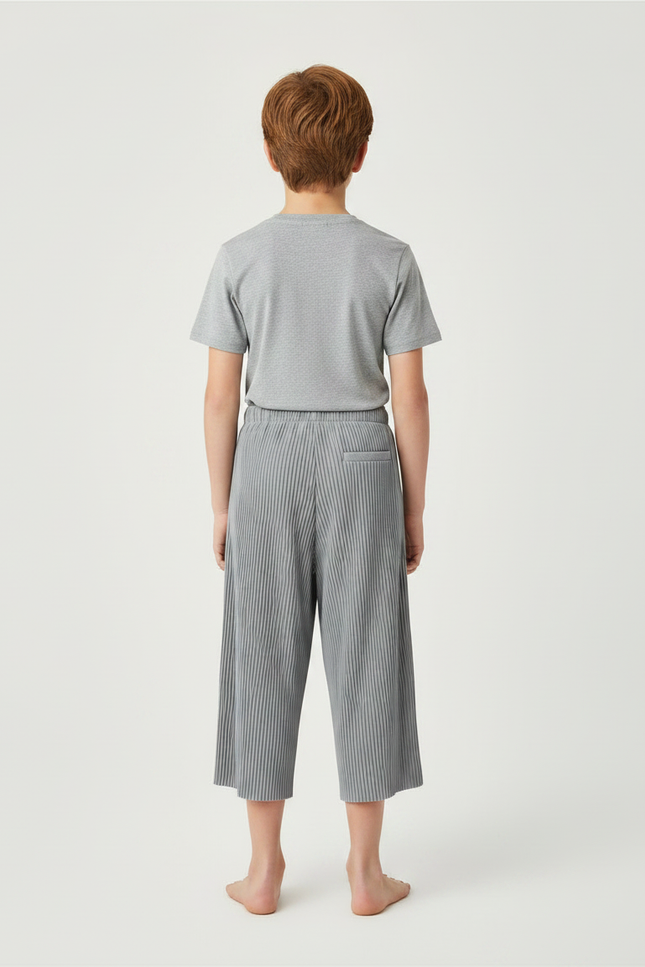 Pantalon Jupe Gris Plissé Ample Enfant Décontracté - Polyester - vue 2