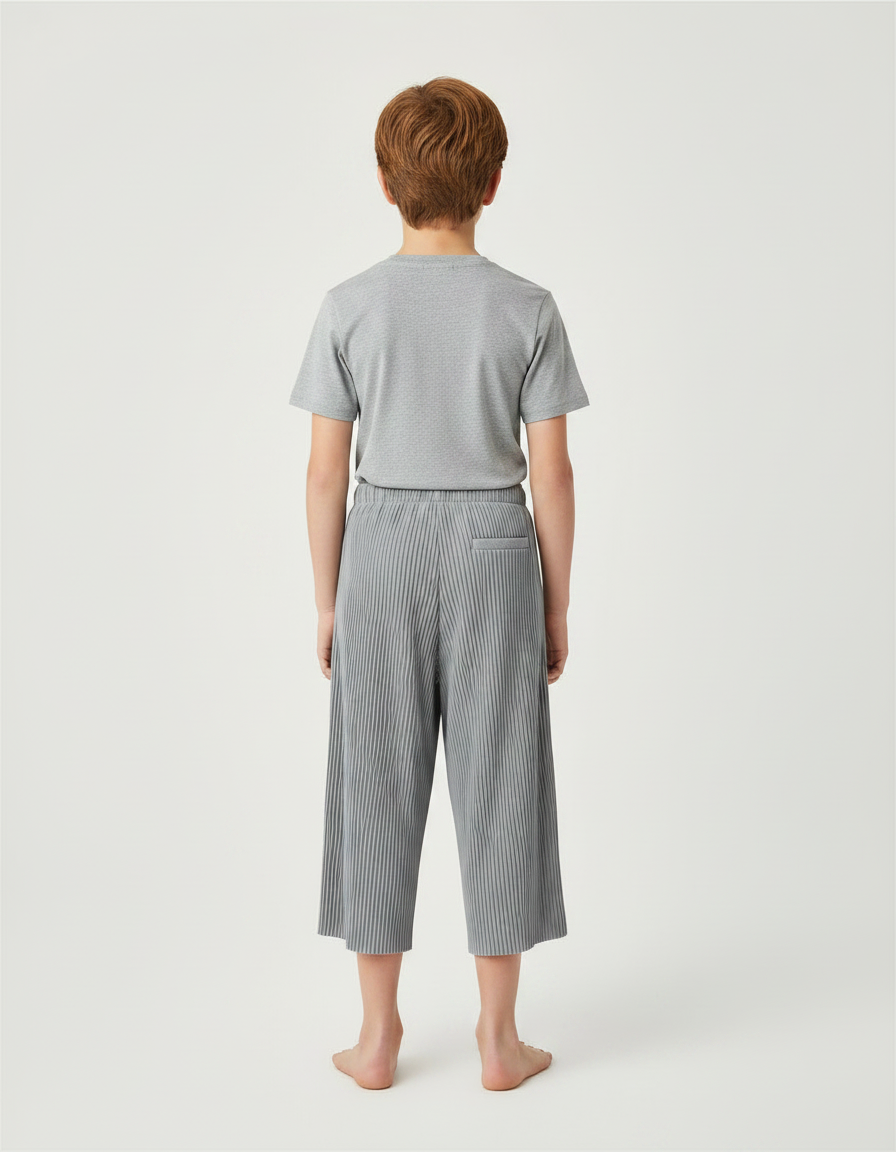 Pantalon Jupe Gris Plissé Ample Enfant Décontracté - Polyester - vue 2