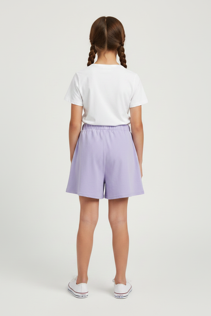 Pantalon Jupe Lilas Ample Superposé Coton Enfant - Violet Molleton - vue 2