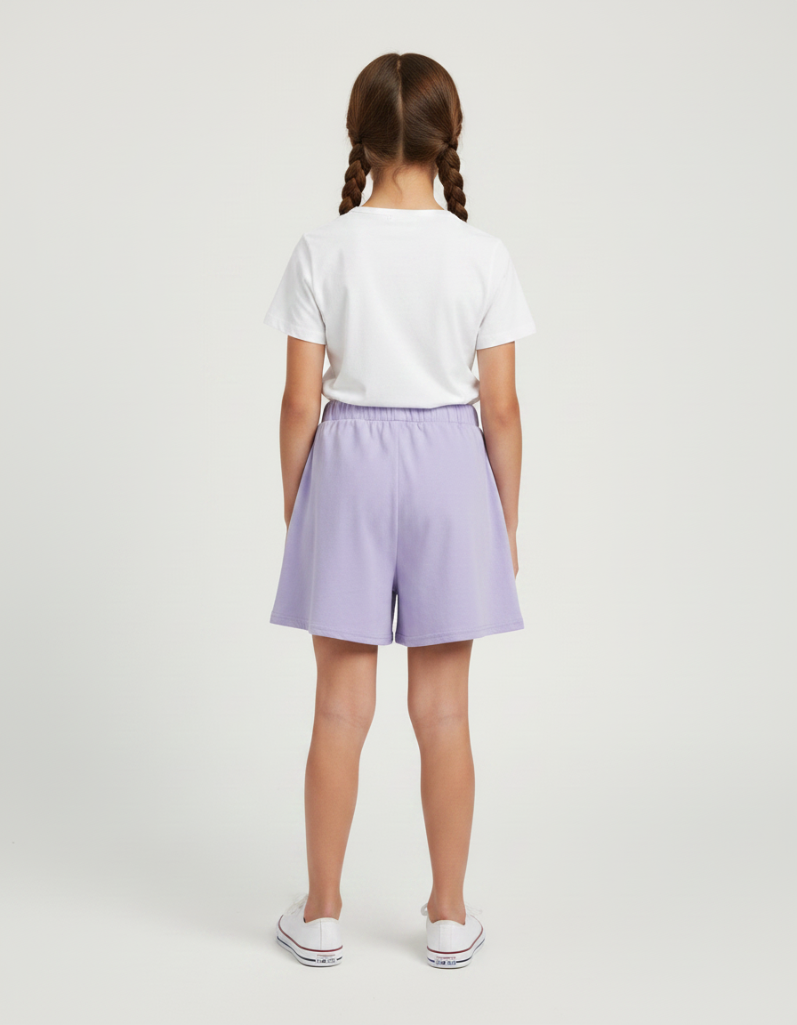 Pantalon Jupe Lilas Ample Superposé Coton Enfant - Violet Molleton - vue 2