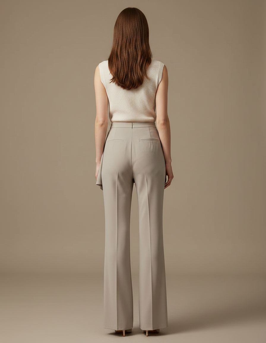 Pantalon Jupe Beige Drapé Fluide Élégant Moderne - Polyester - vue 2