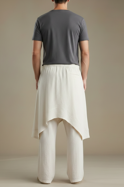 Pantalon Avec Jupe Longue Intégrée - Beige Lin - vue 2