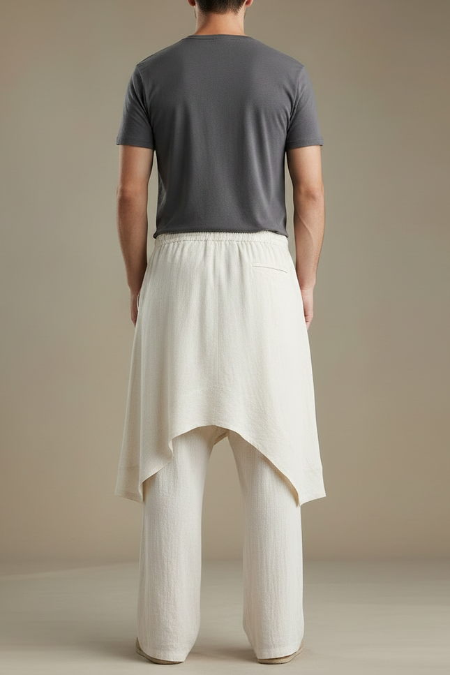 Pantalon Avec Jupe Longue Intégrée - Beige Lin - vue 2