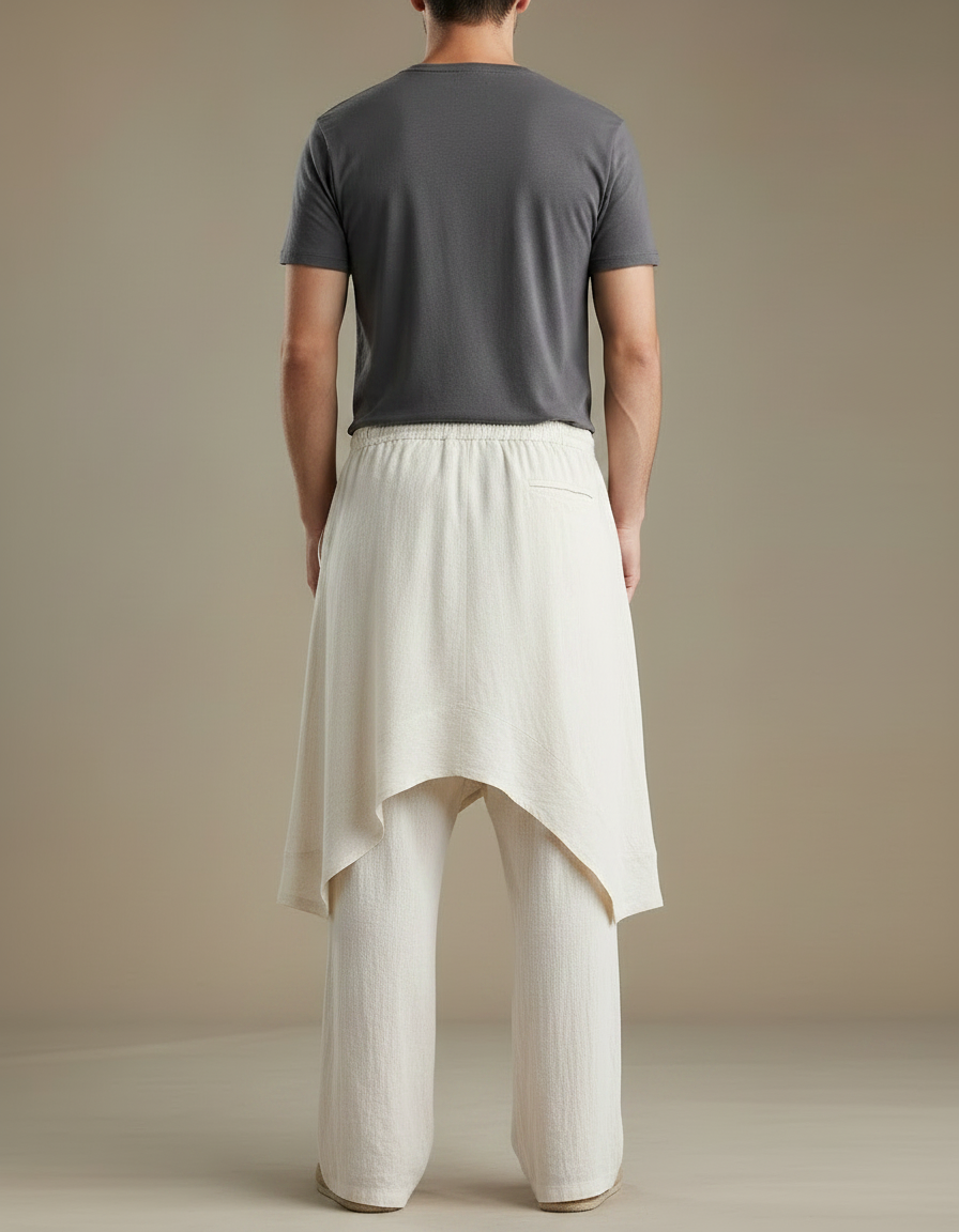 Pantalon Avec Jupe Longue Intégrée - Beige Lin - vue 2