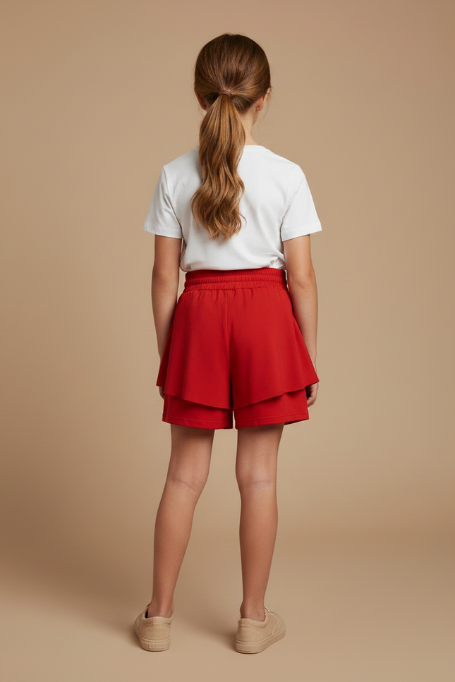 Pantalon Jupe Rouge Volants Fluide Enfant - Viscose - vue 2