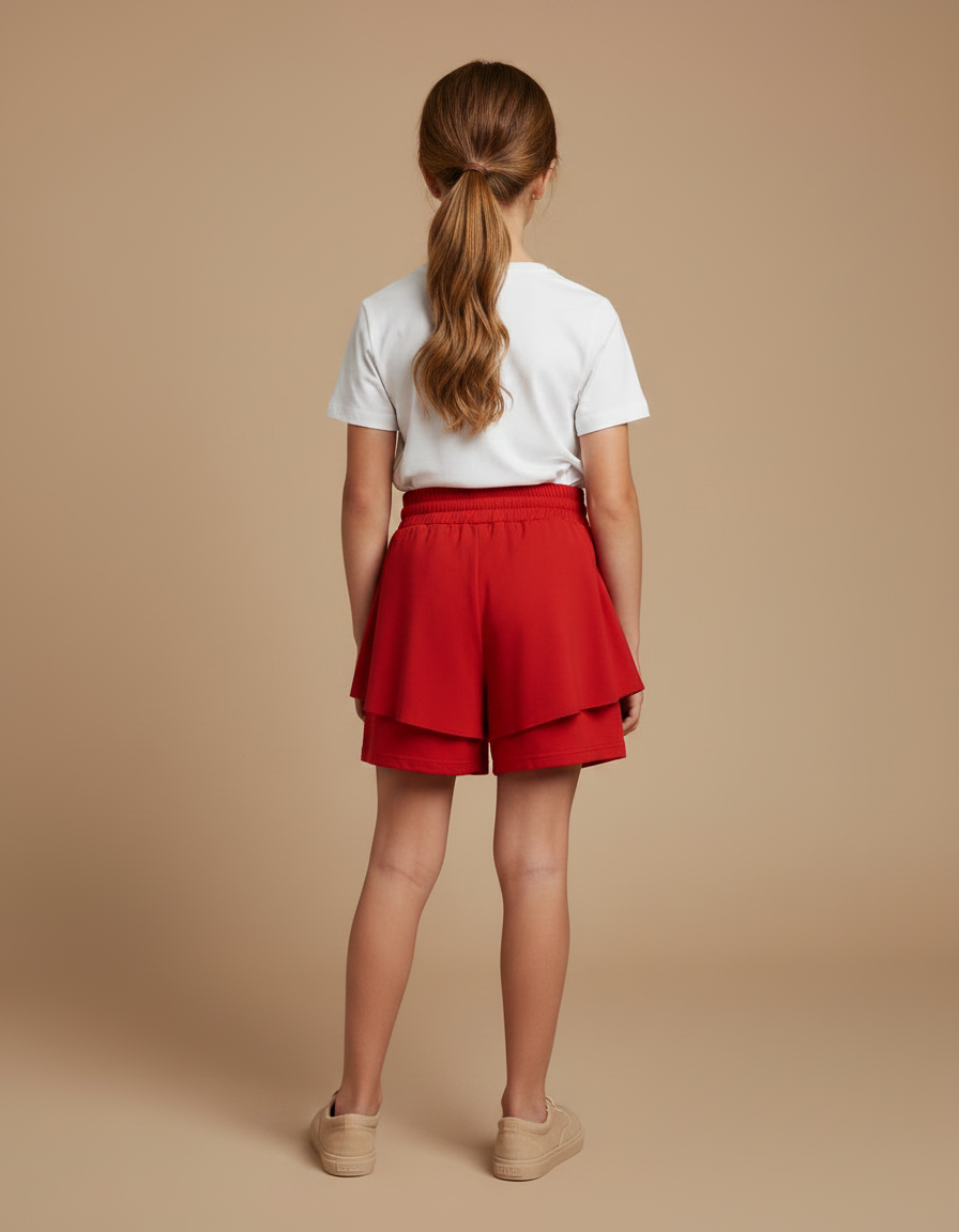 Pantalon Jupe Rouge Volants Fluide Enfant - Viscose - vue 2