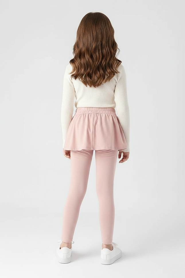 Pantalon Jupe Rose Coton Fille Intégré Confortable - vue 2