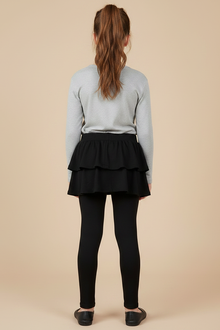 Pantalon Jupe Fille - Noir Maille - vue 2
