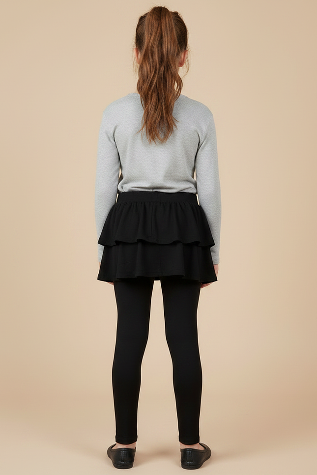 Pantalon Jupe Fille - Noir Maille - vue 2