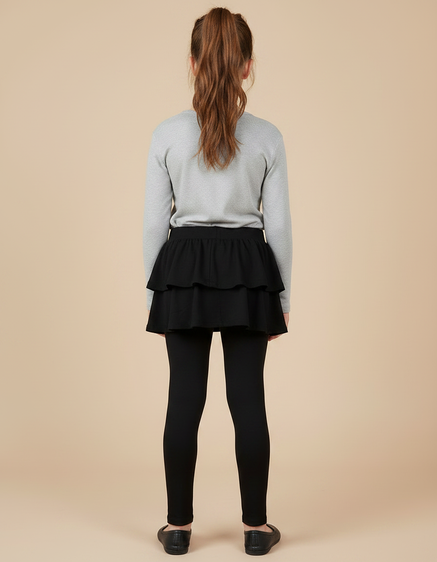Pantalon Jupe Fille - Noir Maille - vue 2