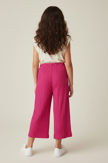 Pantalon Jupe Plissé Rose Ample Confortable Fille - Polyester - vue 2