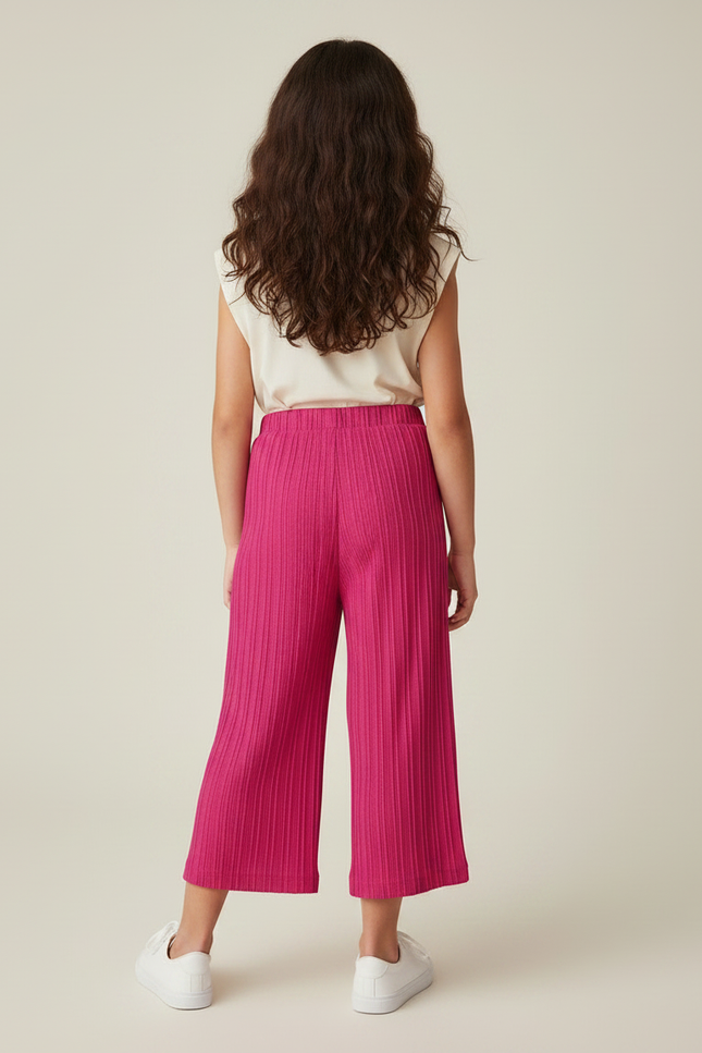 Pantalon Jupe Plissé Rose Ample Confortable Fille - Polyester - vue 2