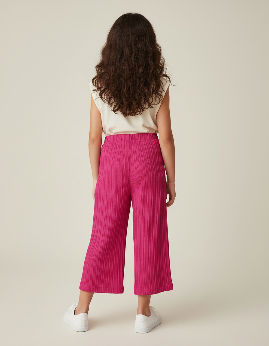 Pantalon Jupe Plissé Rose Ample Confortable Fille - Polyester - vue 2