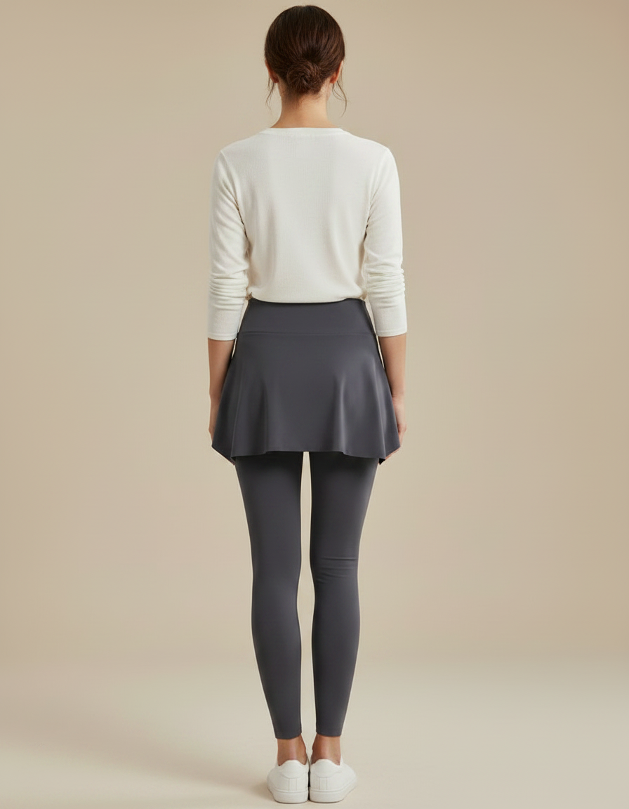 Pantalon Jupe Gris Intégré Sportif Stretch Léger - Polyester - vue 2