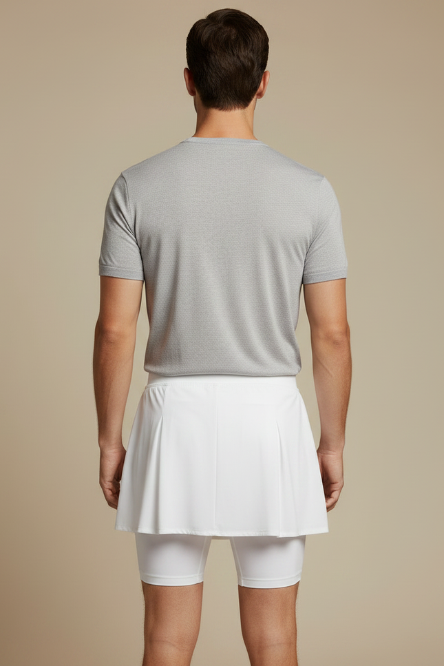 Pantalon Jupe Blanc Plissé Sportif Court Confortable - Polyester - vue 2