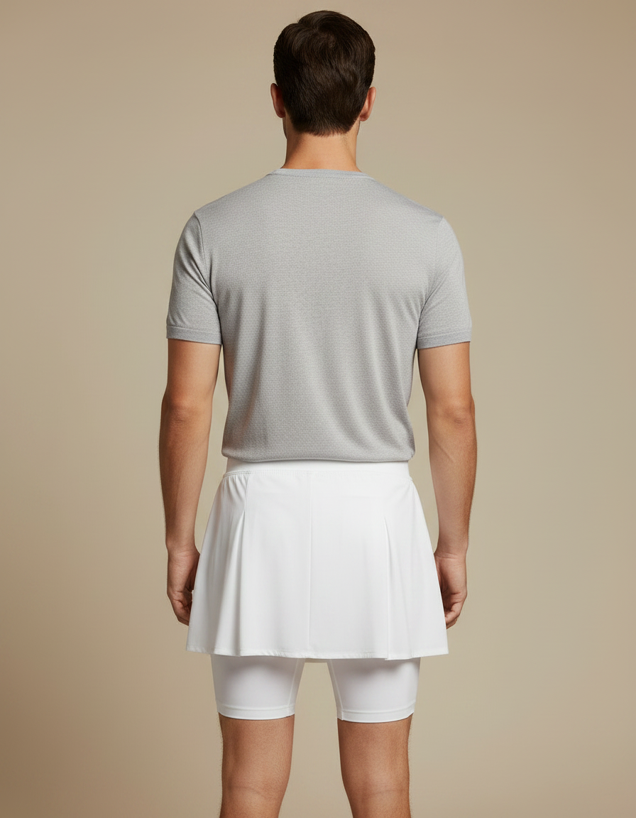 Pantalon Jupe Blanc Plissé Sportif Court Confortable - Polyester - vue 2