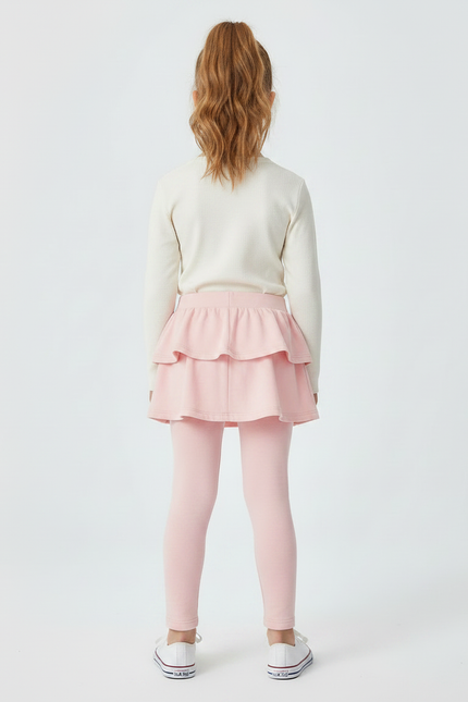 Pantalon Jupe Rose Volants Intégrés Coton Confortable - vue 2