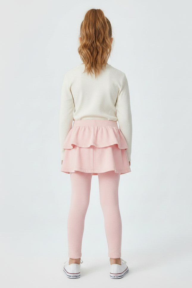 Pantalon Jupe Rose Volants Intégrés Coton Confortable - vue 2