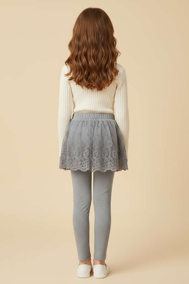 Pantalon Jupe Voile - Gris Maille - vue 2