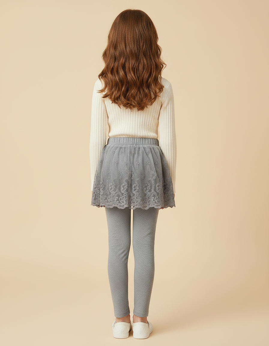 Pantalon Jupe Voile - Gris Maille - vue 2