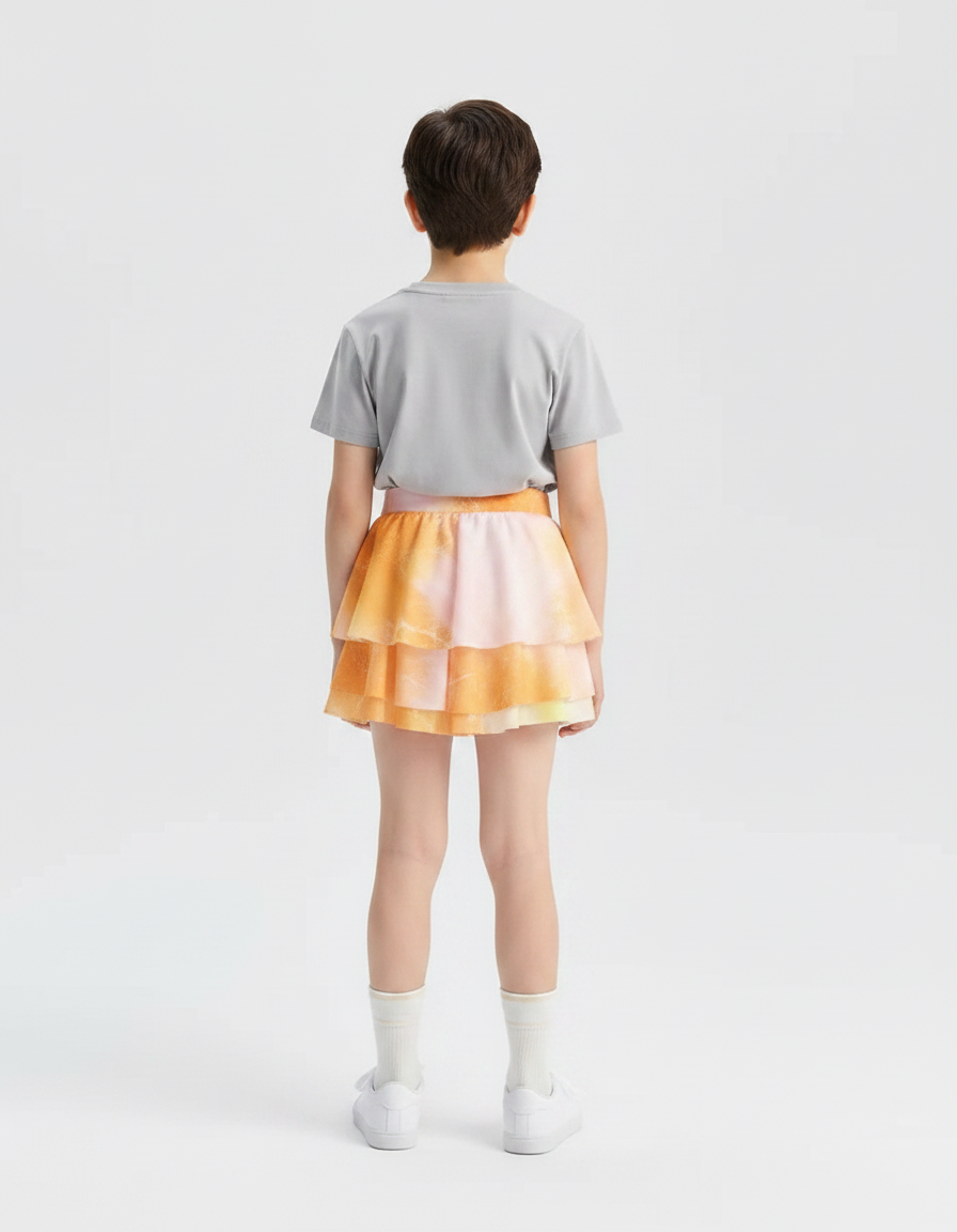 Pantalon Jupe Multicouche Dégradé Pastel Intégré Enfants - Multicolore Polyester - vue 2