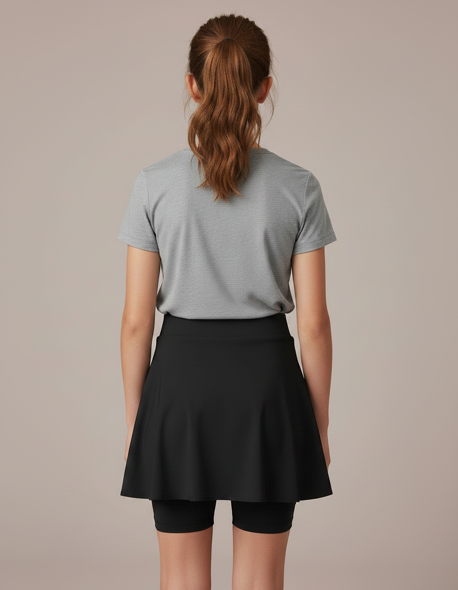 Pantalon Jupe Noir Sportif Fluide Fille - Polyester - vue 2