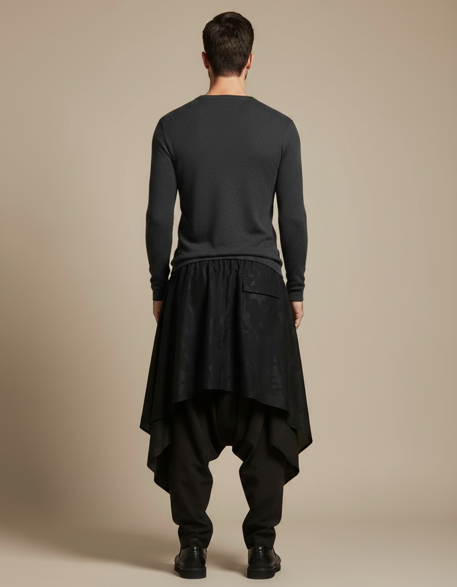 Pantalon Jupe Sarouel - Noir Polyester - vue 2