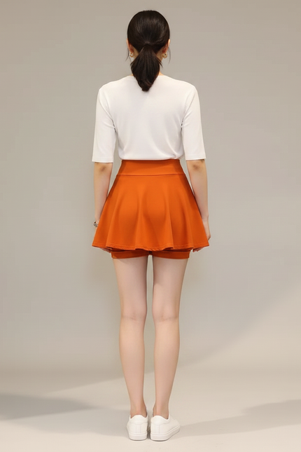 Pantalon Jupe Orange Évasé Mini Décontracté Fluide - Maille - vue 2