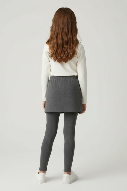 Pantalon Jupe Gris Coupe Droite Confortable Fille - Molleton - vue 2
