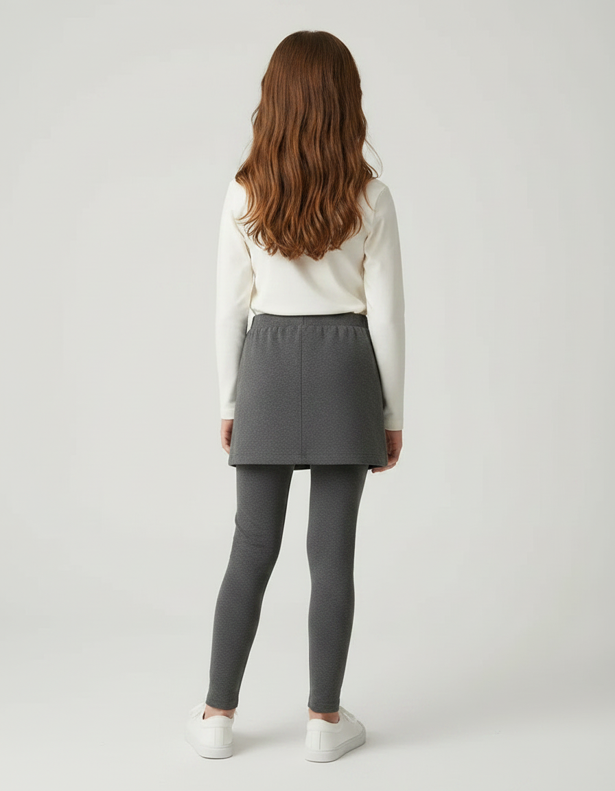 Pantalon Jupe Gris Coupe Droite Confortable Fille - Molleton - vue 2