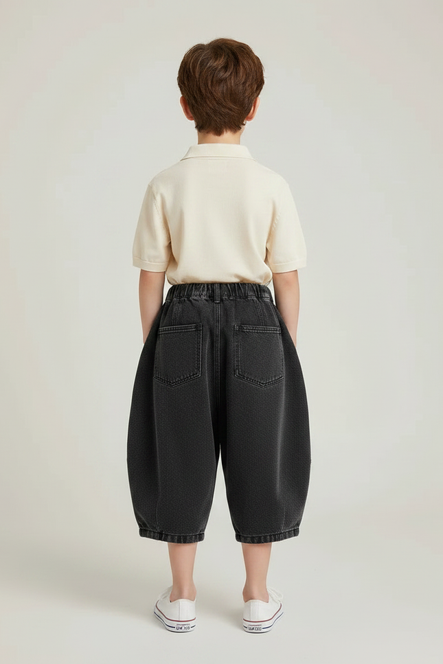 Pantalon Jupe Denim Ample Plissé Garçon - Gris Jean - vue 2