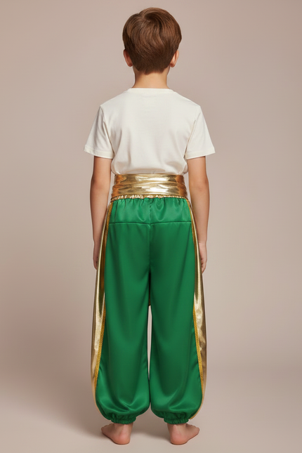 Pantalon Jupe Vert Satiné Drapé Doré Garçon - vue 2